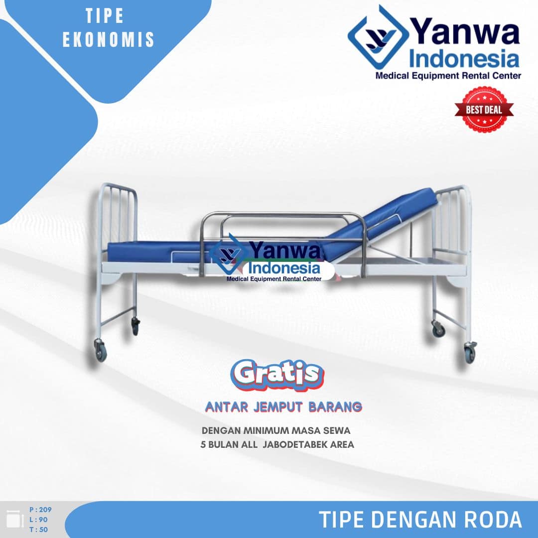 rental bed pasien ekonomis dengan roda